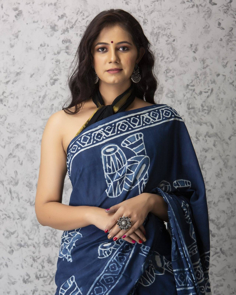 ROVIM Jaipuri Hand Block Printed Cotton Mulmul Saree with Blouse – Soft, Lightweight & Skin-Friendly | Traditional Ethnic Wear for Women