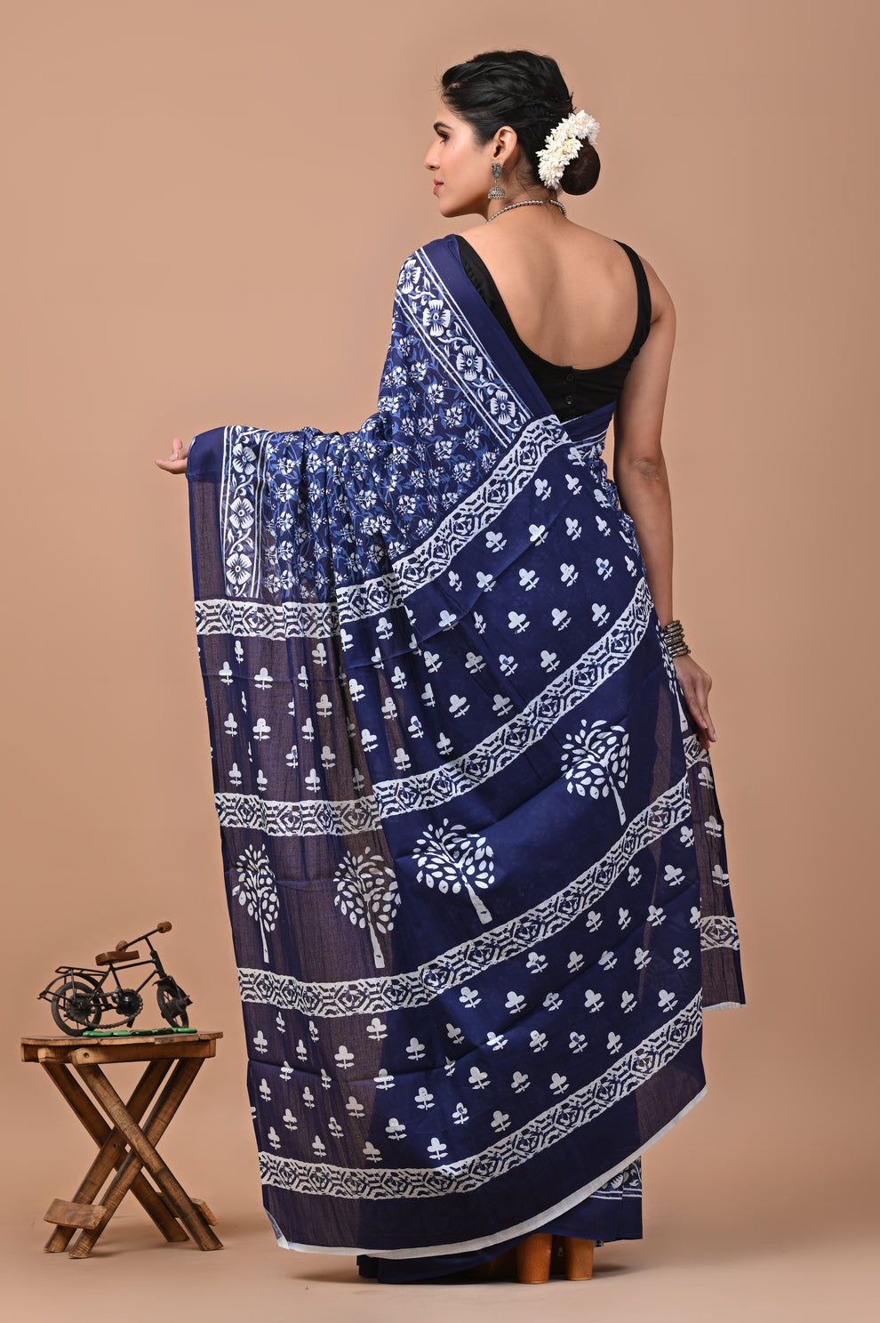 ROVIM Jaipuri Hand Block Printed Cotton Mulmul Saree with Blouse – Soft, Lightweight & Skin-Friendly | Traditional Ethnic Wear for Women