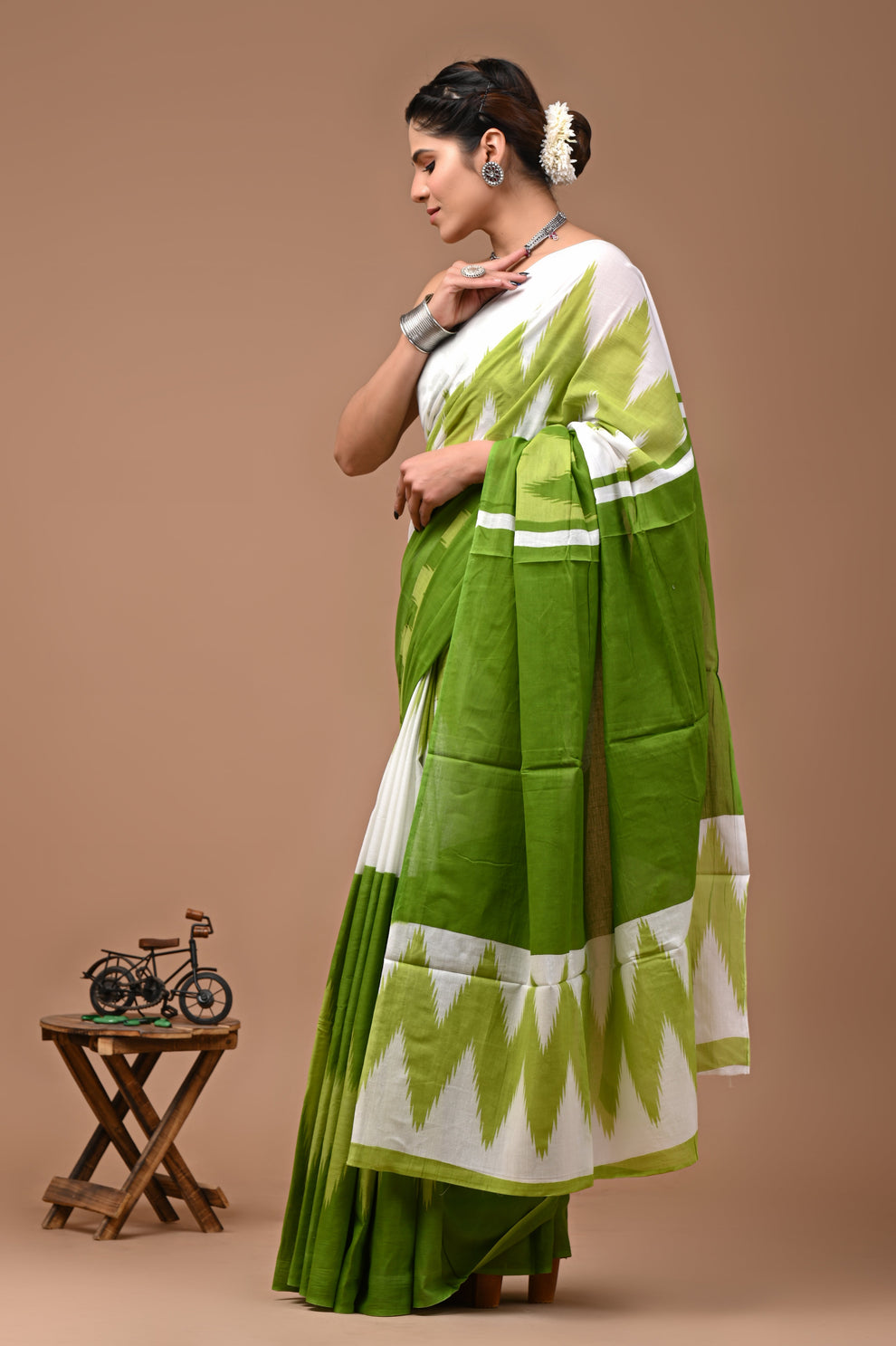ROVIM Jaipuri Hand Block Printed Cotton Mulmul Saree with Blouse – Soft, Lightweight & Skin-Friendly | Traditional Ethnic Wear for Women