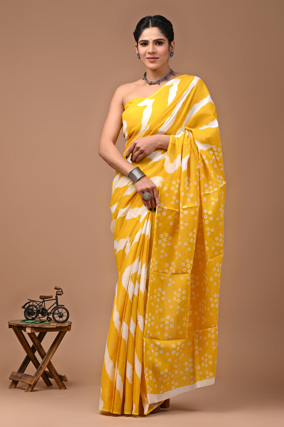 ROVIM Jaipuri Hand Block Printed Cotton Mulmul Saree with Blouse – Soft, Lightweight & Skin-Friendly | Traditional Ethnic Wear for Women
