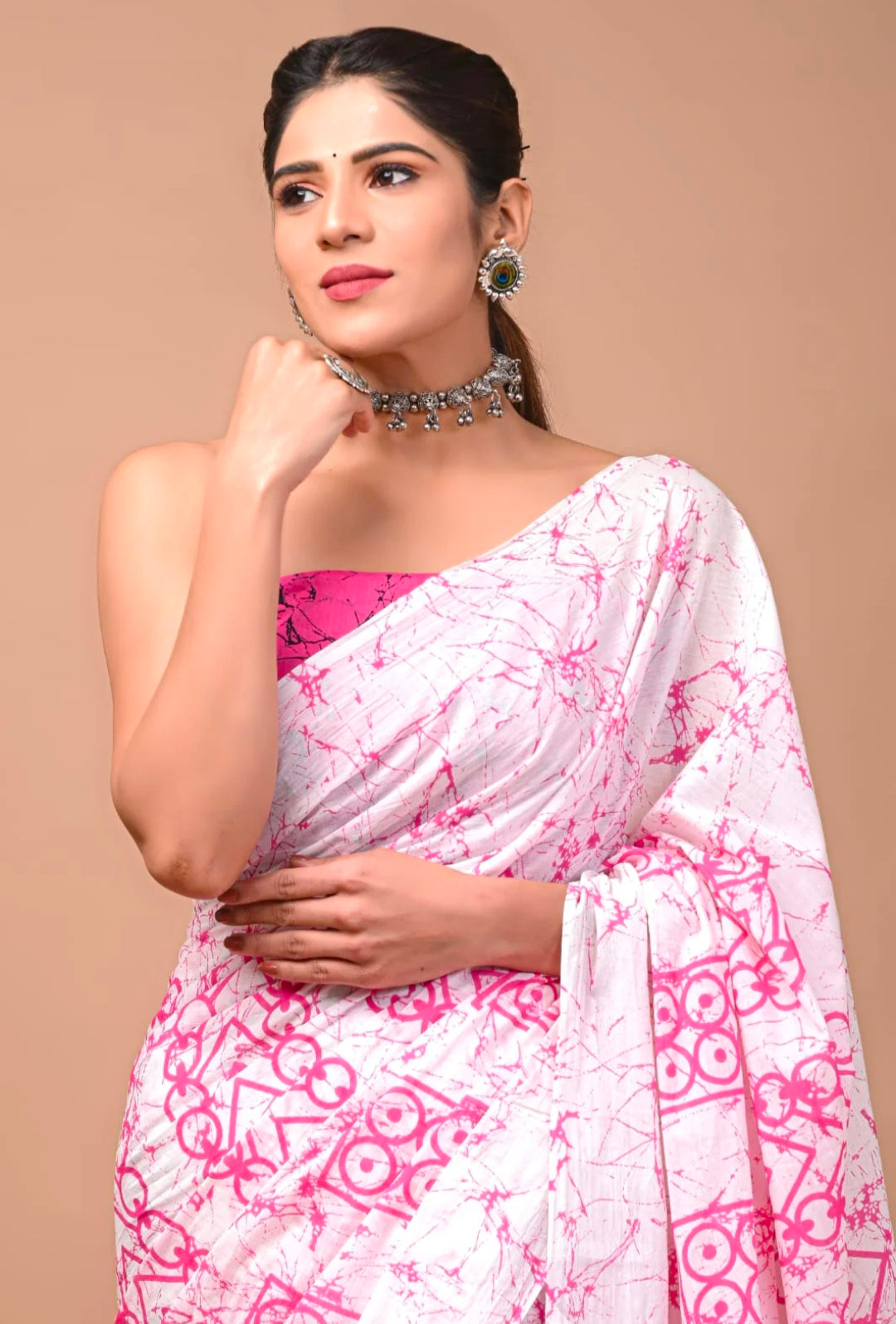 ROVIM Jaipuri Hand Block Printed Cotton Mulmul Saree with Blouse – Soft, Lightweight & Skin-Friendly | Traditional Ethnic Wear for Women