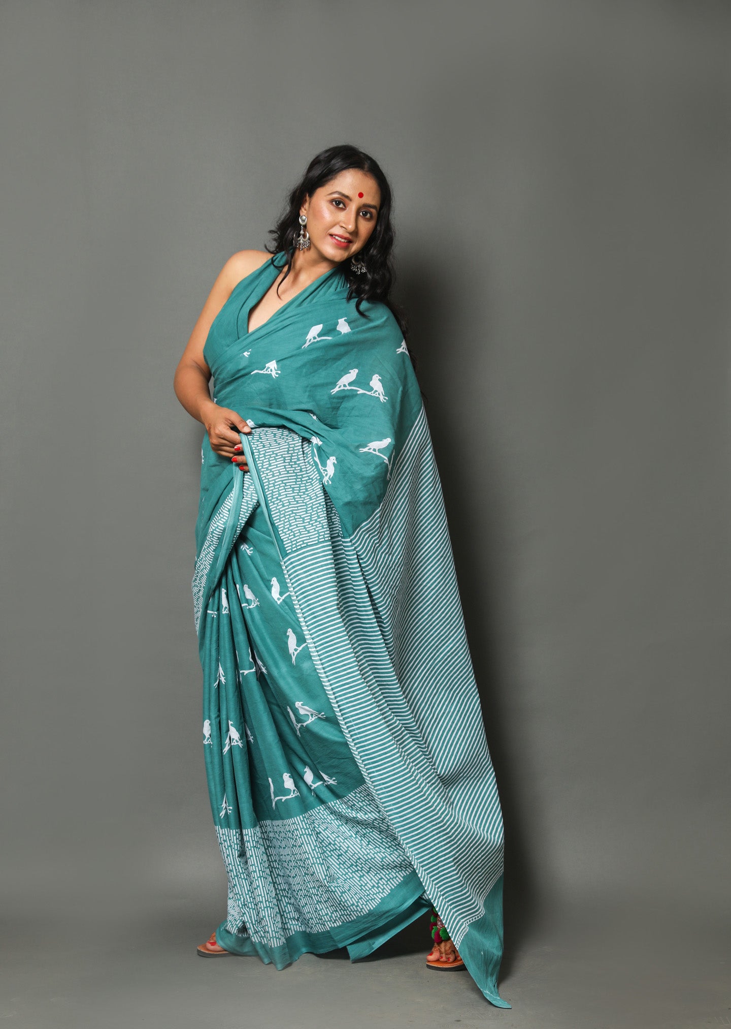 ROVIM Jaipuri Hand Block Printed Cotton Mulmul Saree with Blouse – Soft, Lightweight & Skin-Friendly | Traditional Ethnic Wear for Women