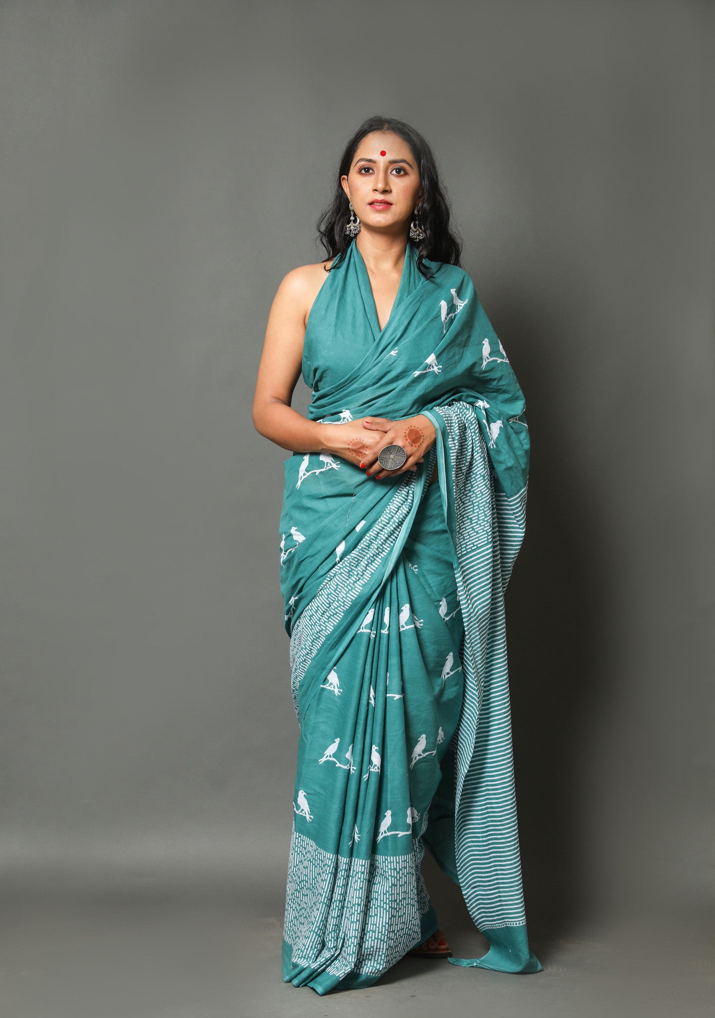 ROVIM Jaipuri Hand Block Printed Cotton Mulmul Saree with Blouse – Soft, Lightweight & Skin-Friendly | Traditional Ethnic Wear for Women