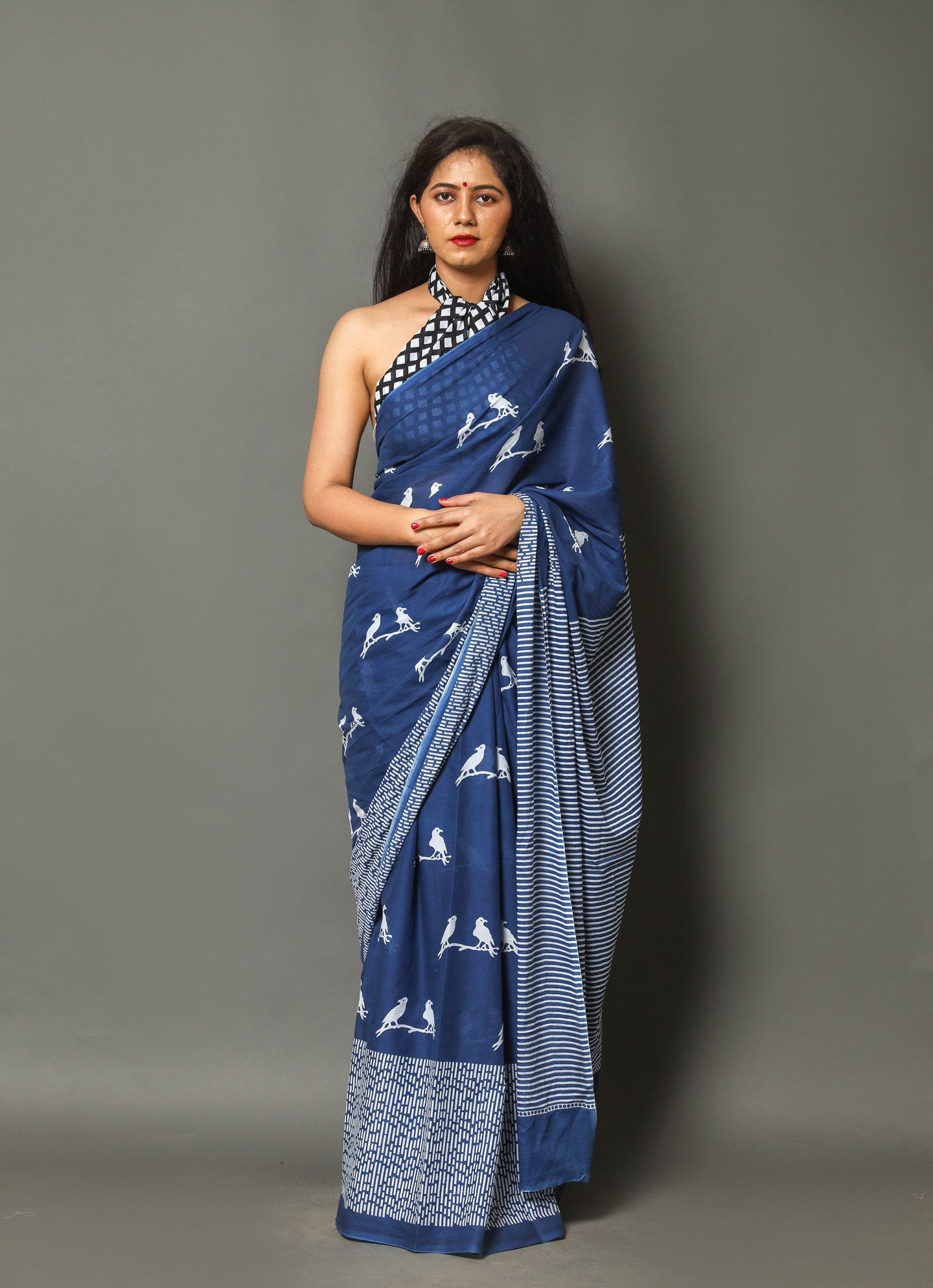 ROVIM Jaipuri Hand Block Printed Cotton Mulmul Saree with Blouse – Soft, Lightweight & Skin-Friendly | Traditional Ethnic Wear for Women