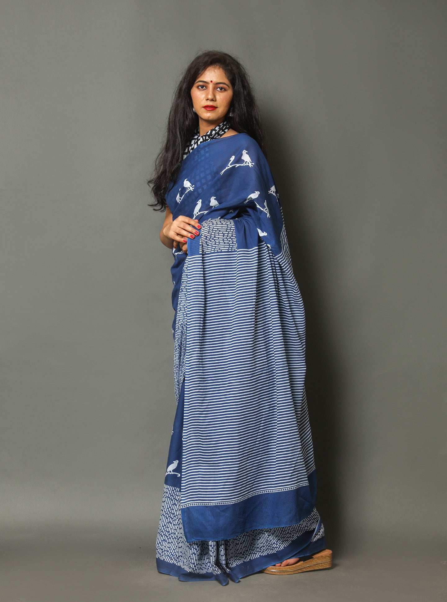 ROVIM Jaipuri Hand Block Printed Cotton Mulmul Saree with Blouse – Soft, Lightweight & Skin-Friendly | Traditional Ethnic Wear for Women