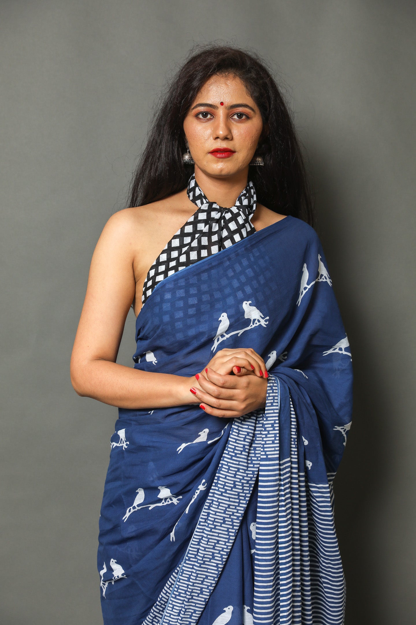 ROVIM Jaipuri Hand Block Printed Cotton Mulmul Saree with Blouse – Soft, Lightweight & Skin-Friendly | Traditional Ethnic Wear for Women