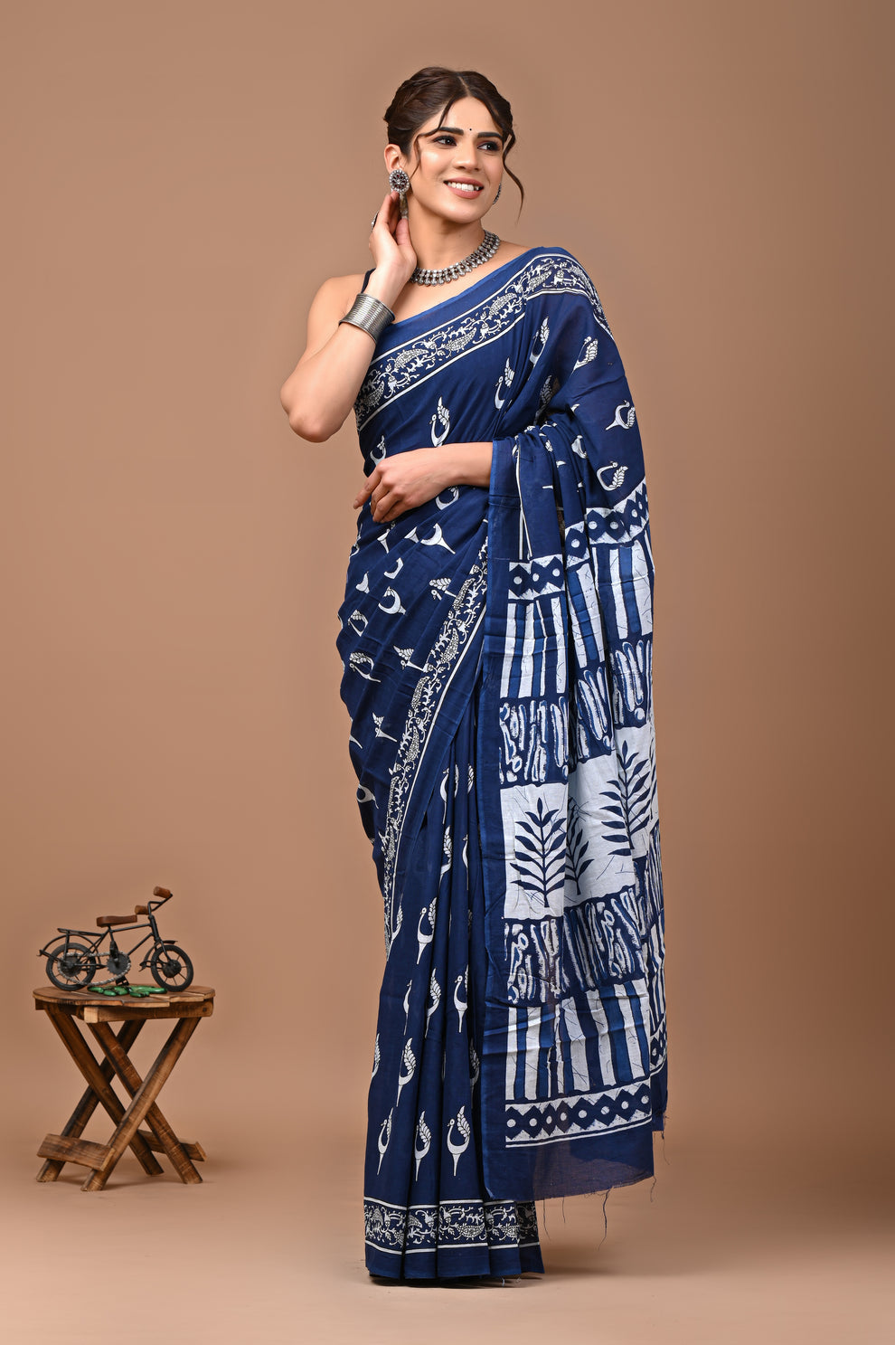 ROVIM Jaipuri Hand Block Printed Cotton Mulmul Saree with Blouse – Soft, Lightweight & Skin-Friendly | Traditional Ethnic Wear for Women