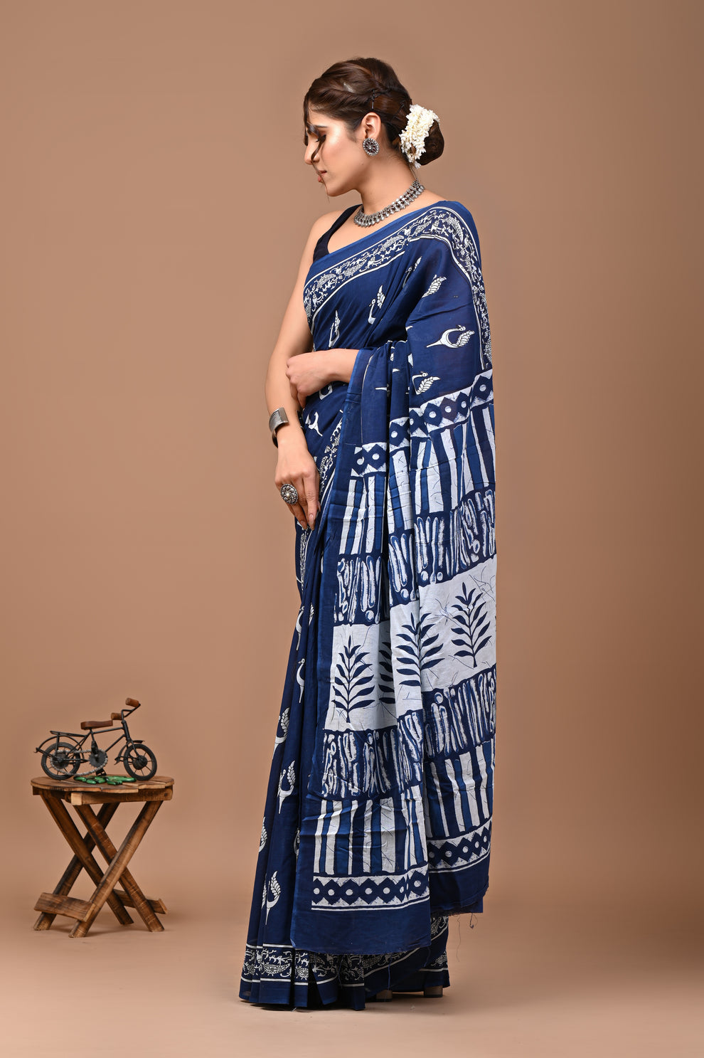 ROVIM Jaipuri Hand Block Printed Cotton Mulmul Saree with Blouse – Soft, Lightweight & Skin-Friendly | Traditional Ethnic Wear for Women