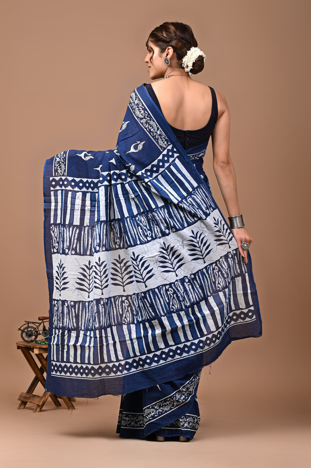 ROVIM Jaipuri Hand Block Printed Cotton Mulmul Saree with Blouse – Soft, Lightweight & Skin-Friendly | Traditional Ethnic Wear for Women