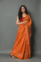 ROVIM Jaipuri Hand Block Printed Cotton Mulmul Saree with Blouse – Soft, Lightweight & Skin-Friendly | Traditional Ethnic Wear for Women