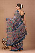 ROVIM Jaipuri Hand Block Printed Cotton Mulmul Saree with Blouse – Soft, Lightweight & Skin-Friendly | Traditional Ethnic Wear for Women