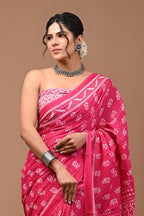 ROVIM Jaipuri Hand Block Printed Cotton Mulmul Saree with Blouse – Soft, Lightweight & Skin-Friendly | Traditional Ethnic Wear for Women