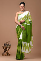ROVIM Jaipuri Hand Block Printed Cotton Mulmul Saree with Blouse – Soft, Lightweight & Skin-Friendly | Traditional Ethnic Wear for Women