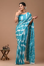 ROVIM Jaipuri Hand Block Printed Cotton Mulmul Saree with Blouse – Soft, Lightweight & Skin-Friendly | Traditional Ethnic Wear for Women