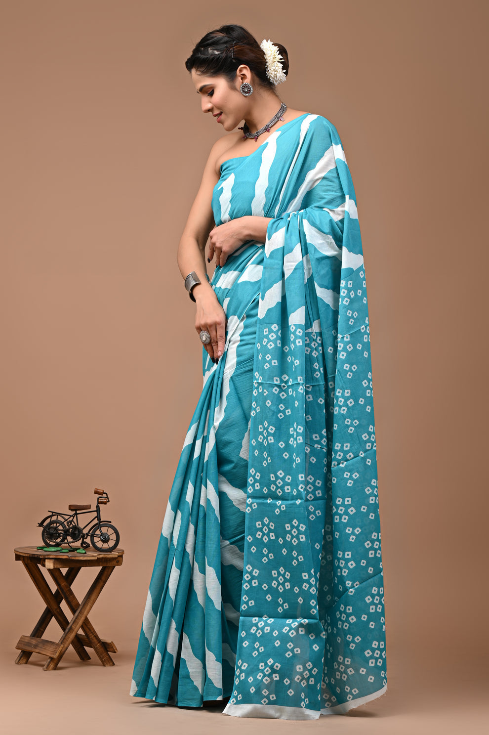 ROVIM Jaipuri Hand Block Printed Cotton Mulmul Saree with Blouse – Soft, Lightweight & Skin-Friendly | Traditional Ethnic Wear for Women