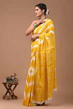 ROVIM Jaipuri Hand Block Printed Cotton Mulmul Saree with Blouse – Soft, Lightweight & Skin-Friendly | Traditional Ethnic Wear for Women