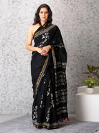 JaipuriHandBlockPrintedCottonGoldenZariBorderSareewithBlouse