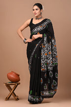 JaipuriHandBlockPrintedCottonMulmulSareeswithBlouse