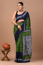 JaipuriHandBlockPrintedCottonMulmulSareeswithBlouse