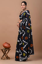 Rovim Jaipuri Traditional Hand Block Printed Cotton Mulmul Saree with Blouse for Women