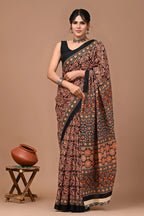 JaipuriHandBlockPrintedCottonMulmulSareeswithBlouse