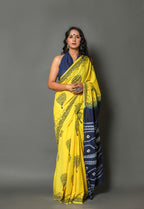 ROVIM Jaipuri Hand Block Printed Cotton Mulmul Saree with Blouse – Soft, Lightweight & Skin-Friendly | Traditional Ethnic Wear for Women