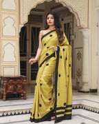 Rovim Jaipuri Traditional Hand Block Print Cotton Mulmul Saree With Matching Blouse Piece