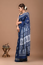 ROVIM Jaipuri Hand Block Printed Cotton Mulmul Saree with Blouse – Soft, Lightweight & Skin-Friendly | Traditional Ethnic Wear for Women