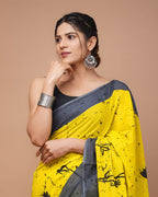 ROVIM Jaipuri Hand Block Printed Cotton Mulmul Saree with Blouse – Soft, Lightweight & Skin-Friendly | Traditional Ethnic Wear for Women