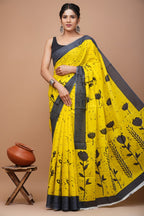 ROVIM Jaipuri Hand Block Printed Cotton Mulmul Saree with Blouse – Soft, Lightweight & Skin-Friendly | Traditional Ethnic Wear for Women