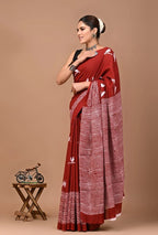 ROVIM Jaipuri Hand Block Printed Cotton Mulmul Saree with Blouse – Soft, Lightweight & Skin-Friendly | Traditional Ethnic Wear for Women