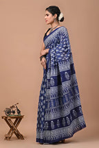 ROVIM Jaipuri Hand Block Printed Cotton Mulmul Saree with Blouse – Soft, Lightweight & Skin-Friendly | Traditional Ethnic Wear for Women