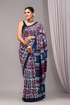 ROVIM Jaipuri Hand Block Printed Cotton Mulmul Saree with Blouse – Soft, Lightweight & Skin-Friendly | Traditional Ethnic Wear for Women