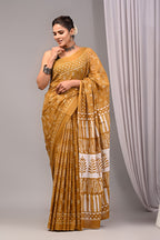 ROVIM Jaipuri Hand Block Printed Cotton Mulmul Saree with Blouse – Soft, Lightweight & Skin-Friendly | Traditional Ethnic Wear for Women