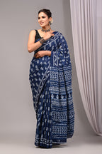 ROVIM Jaipuri Hand Block Printed Cotton Mulmul Saree with Blouse – Soft, Lightweight & Skin-Friendly | Traditional Ethnic Wear for Women