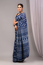 ROVIM Jaipuri Hand Block Printed Cotton Mulmul Saree with Blouse – Soft, Lightweight & Skin-Friendly | Traditional Ethnic Wear for Women