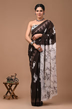 ROVIM Jaipuri Hand Block Printed Cotton Mulmul Saree with Blouse – Soft, Lightweight & Skin-Friendly | Traditional Ethnic Wear for Women